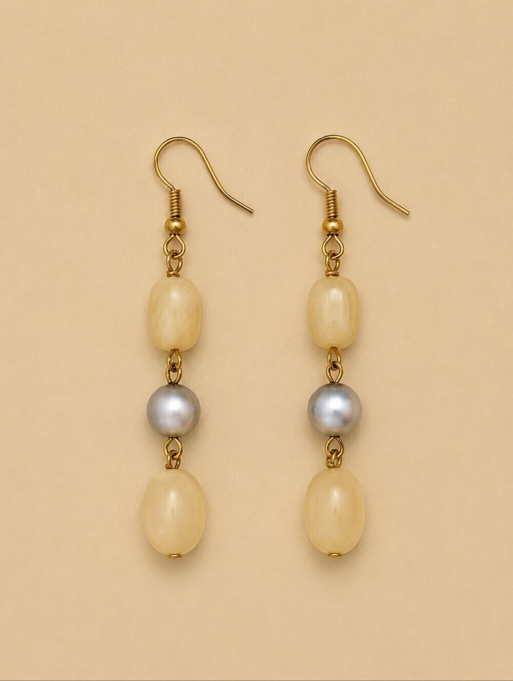 HANDMADE Moonglow Beaded Dangle Hook Earrings
